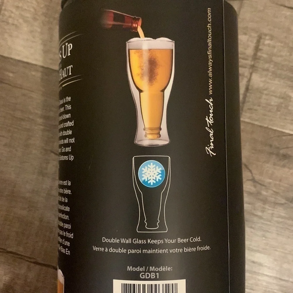 Final Touch Bottoms Up Beer‎ Glass Set of 2
